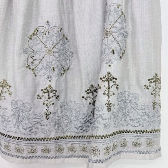 Blue Tassel Collection Gray Gold Metallic Silk Blend Embroidered Medallion Skirt - Picture 11 of 16